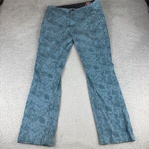 Volcom Men's Pants All Over Design Mushroom Cactus  Men's Size 34 Y2k Blue